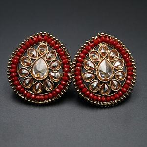 Chaya - Gold Polki Stone Earrings - AntiqueGold