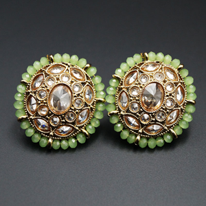 Hiral - Gold Polki Stone Earrings - Antique Gold