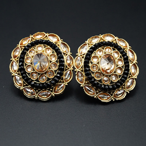 Risha - Gold Polki Stone Earrings - AntiqueGold