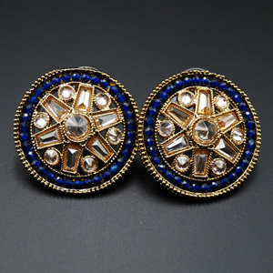 Saroja - Gold Polki Stone Earrings - Antique Gold