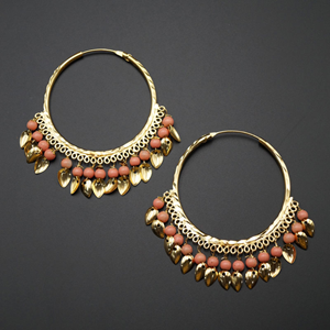 Sagun  -Peach (Hoop) Bali Earrings -Gold