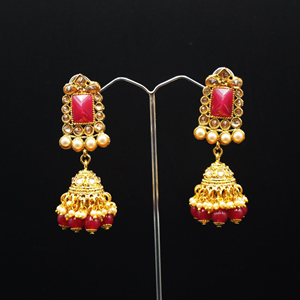 Tagi -Ruby Kundan/Gold Stone Pearl Necklace Set - Gold