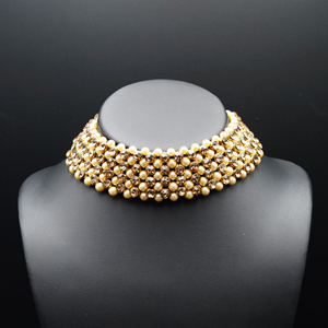 Jara Gold Diamante Choker Necklace Set - Gold