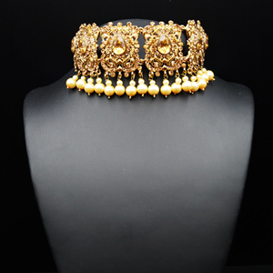 Guna - Gold Diamante Necklace Set - Gold
