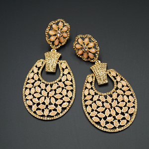 Mair - Peach & Gold Stone Earrings