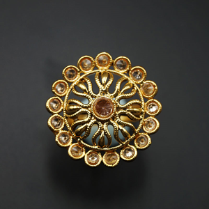 Qira - Champagne Gold Polki Stone Ring - Gold