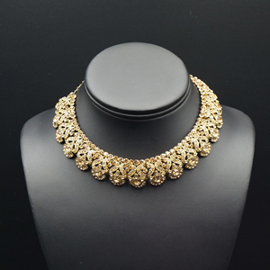 Pavi Gold Diamante Necklace Set - Gold