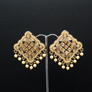 Maha Gold Stone Earrings - Antique Gold