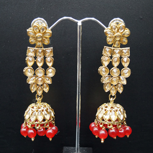Chameli Gold Kundan/Red Beads Necklace Set - Antique Gold