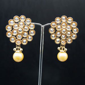 Quana- Gold Polki Stone Earrings - Gold