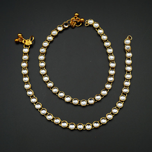 Leora White Kundan Payals - Gold