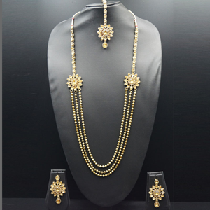 Dristi- Gold Diamante Rani Haar Set - Antique Gold