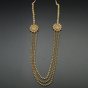 Dristi- Gold Diamante Rani Haar Set - Antique Gold