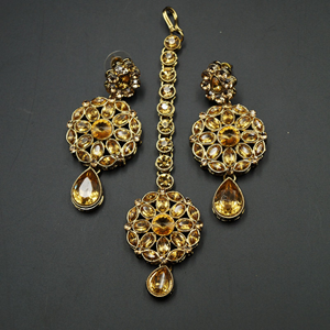 Mauli- Gold Diamante Rani Haar Set - Antique Gold