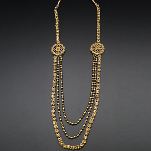 Ranita- Gold Diamante Rani Haar Set - Antique Gold