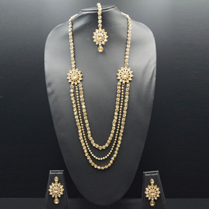 Rosy- Gold Diamante Rani Haar Set - Antique Gold