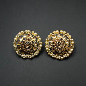 Writu Gold Stone Earrings - Antique Gold