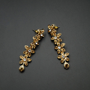 Nakti  - Gold /White Diamante Necklace Set - Gold
