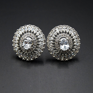 Malia - White Cubic Zirconia Stone Earrings - Silver