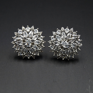 Nora - White Cubic Zirconia Stone Earrings - Silver