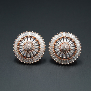 Addi-White Cubic Zirconia Stone Earrings -Rose Gold