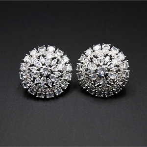 Nia - White Cubic Zirconia Stone Earrings - Silver