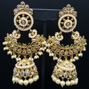 Daarun-Gold Polki /Nude Beads Jhumka Earrings- Antique Gold