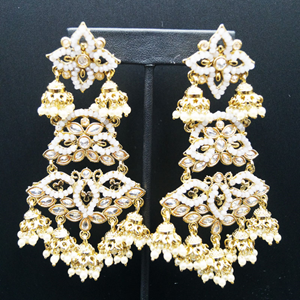 Hari -Gold Polki Stone/Pearls Earrings - Antique Gold