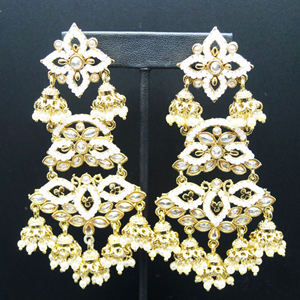 Hari -Gold Polki Stone/Pink Beads Jhumka Earrings - Antique Gold