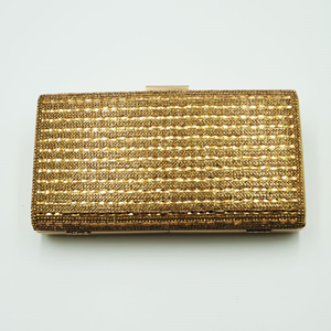 Rami Champagne Gold Diamante Clutch Bag - Gold