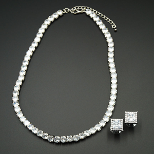 Dana White Cubic Zirconia Necklace Set - Silver