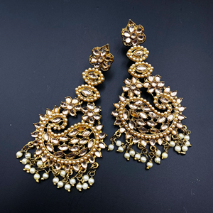 Gira Gold Kundan Stone Earrings - Antique Gold