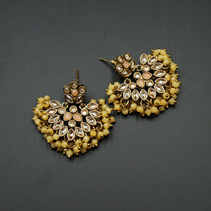 Baya Peach/Gold Polki Stone Necklace Set - Antique Gold