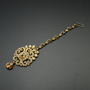 Loa Gold Diamante Stone Tikka - Antique Gold
