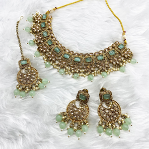 Sana Mint Necklace Set - Antique Gold