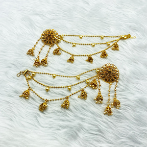 Jeena Gold Diamante Stone Bahu Bali Earrings - Gold