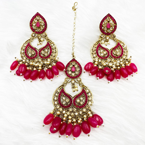 Reny Cerise Earring Tikka Set - Antique Gold