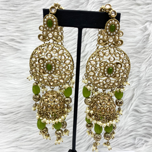 Daya Polki Olive Choker Necklace Set - Antique Gold
