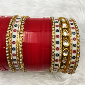 Diu Bridal Kundan Choora Red - Gold