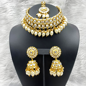 Sain Kundan Choker Necklace Set - Gold