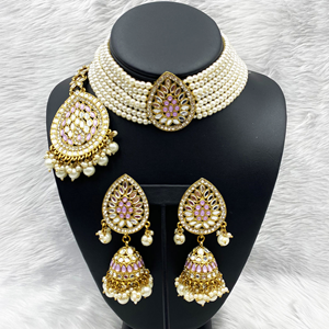 Milu Lilac Choker Necklace Set - Antique Gold