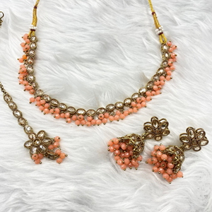 Yani Coral Necklace Set - Antique Gold