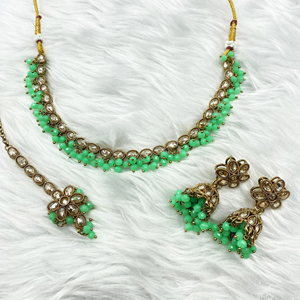 Yani Mint Necklace Set - Antique Gold