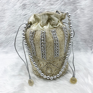 Kuja Silver Potli Bag - Silver