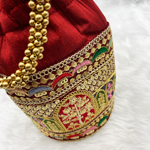 Shea Maroon Potli Bag - Gold