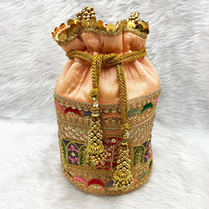 Shea Peach Potli Bag - Gold