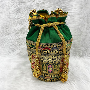 Shea Green Potli Bag - Gold