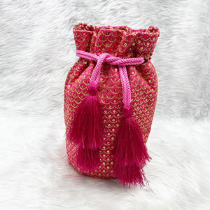 Moka Pink Potli Bag - Gold