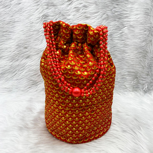 Moka Red Potli Bag - Gold