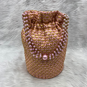 Moka Baby Pink Potli Bag - Gold